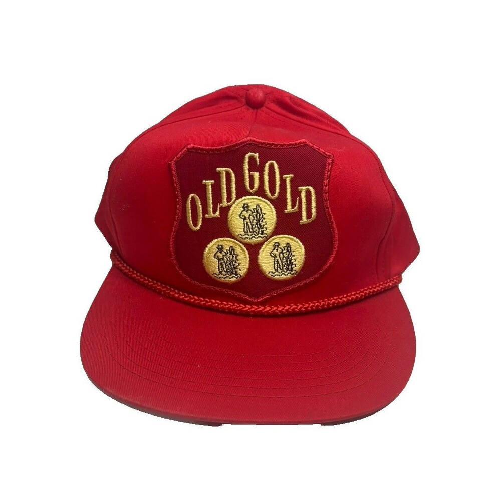 Vintage CF Blanke OLD GOLD Coffee Snapback Truckers Cap Hat - Red & Gold